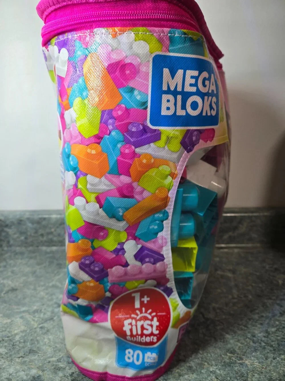 Fisher-Price MEGA BLOKS Pink Building Blocks 80 Pc Set | Preschool Ages 1+